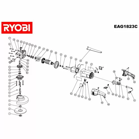 Ryobi EAG1823C Spare Parts List Type: 1000035388